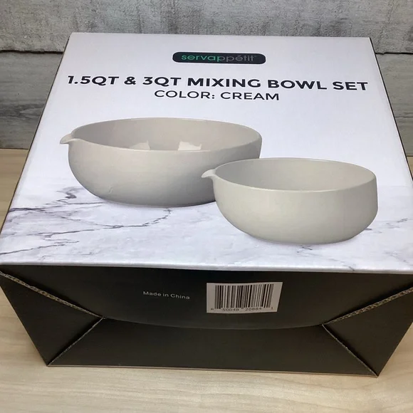 Servappetit Cream Mixing Bowls Set of 2: 1.5Qt & 3Qt NIB - Picture 7 of 7